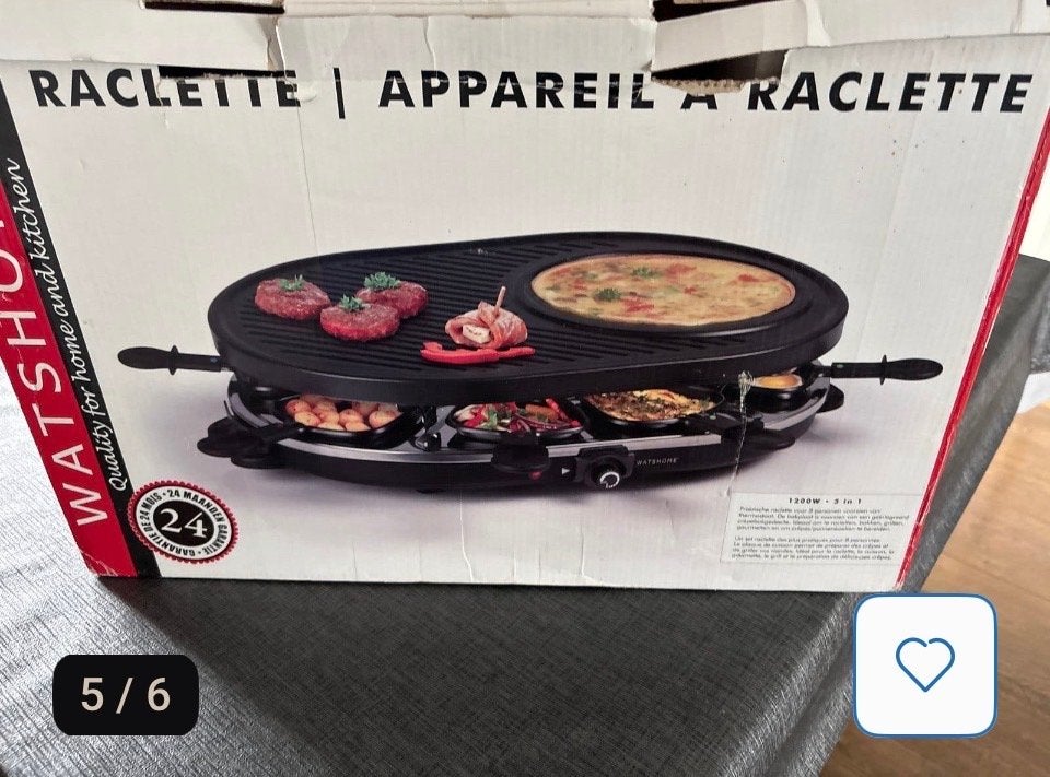 Watshome Raclette Grill 8 personen met grillplaat, Ophalen, Zo goed als nieuw