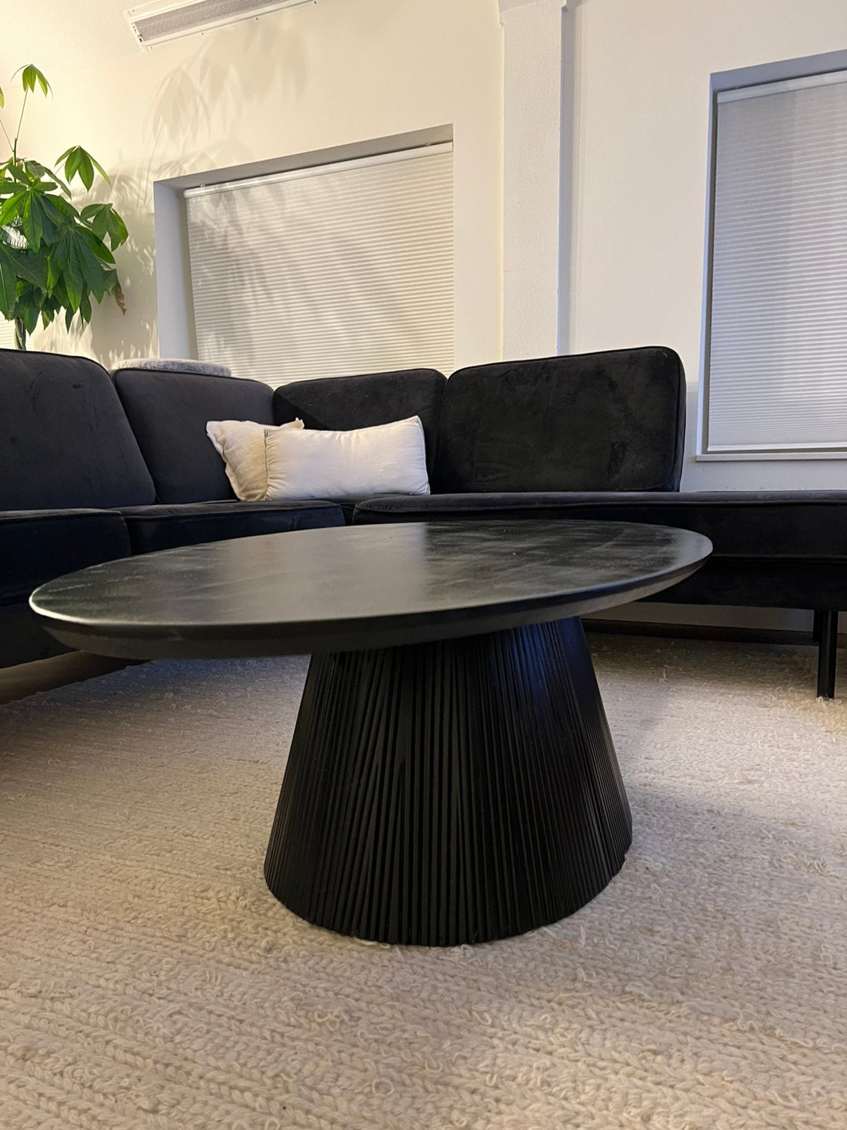 Japandi ovale salontafel, Huis en Inrichting, Ophalen, 100 tot 150 cm, 50 tot 100 cm, Zo goed als nieuw