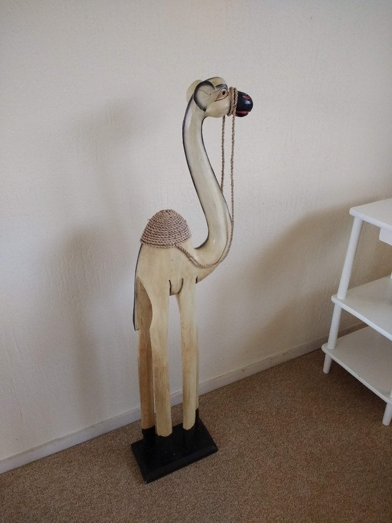 Grote, houten dromedaris handgemaakt 1 meter hoog, Antiek en Kunst, Ophalen, Houtsnijwerk, Handgemaakt, 1 meter - 2 meter