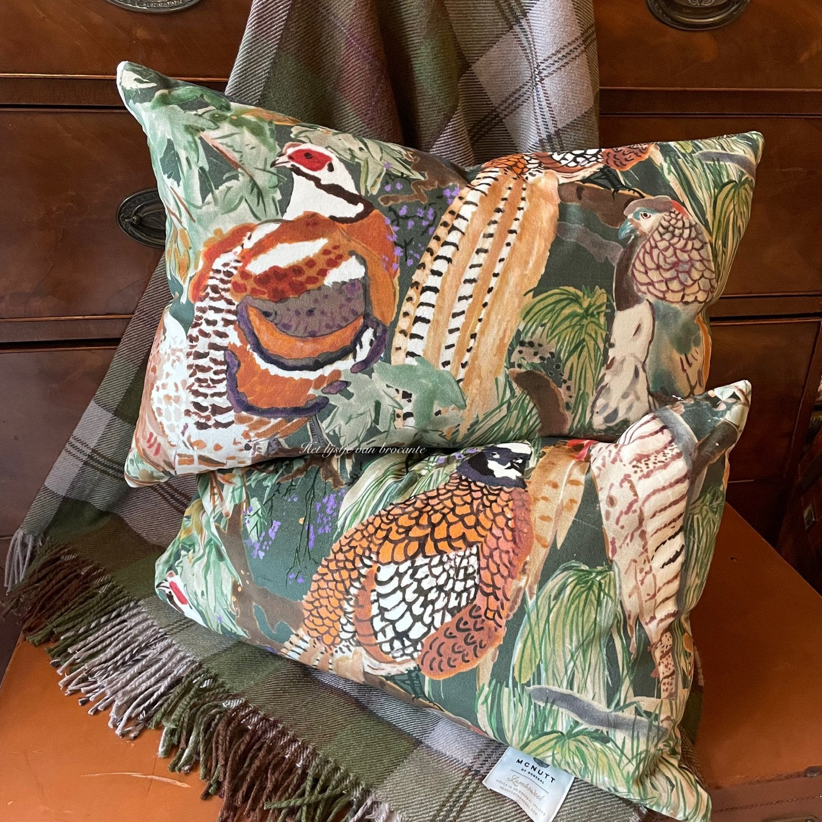 Handgemaakte kussen set Mulberry Home Game Birds, Huis en Inrichting, Westdijk 41 3241 GT Middelharnis, Info@lijstjevanbrocante.nl