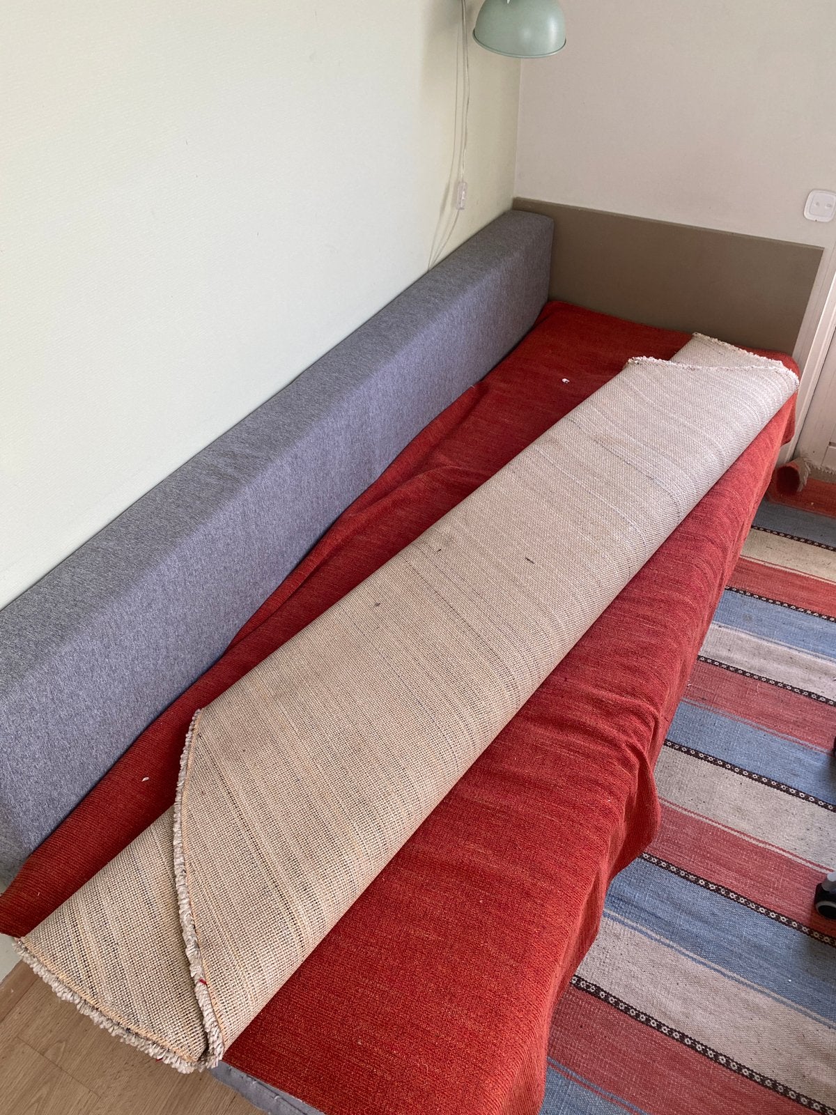 Ikea STOENSE vloerkleed - 195 cm beige/wit, Huis en Inrichting, Stoffering | Tapijten en Kleden, Ophalen, Gebruikt, Beige, 150 tot 200 cm