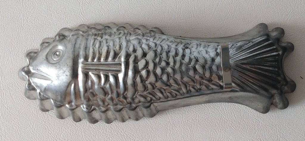 vintage visvorm mal , aluminium, volgnr 71, Zilver, Ophalen of Verzenden, Overige materialen, Overige typen