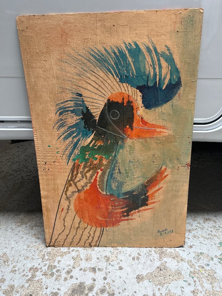 Canvas vogel, Ophalen, Hout, Handgeschilderd, Dieren