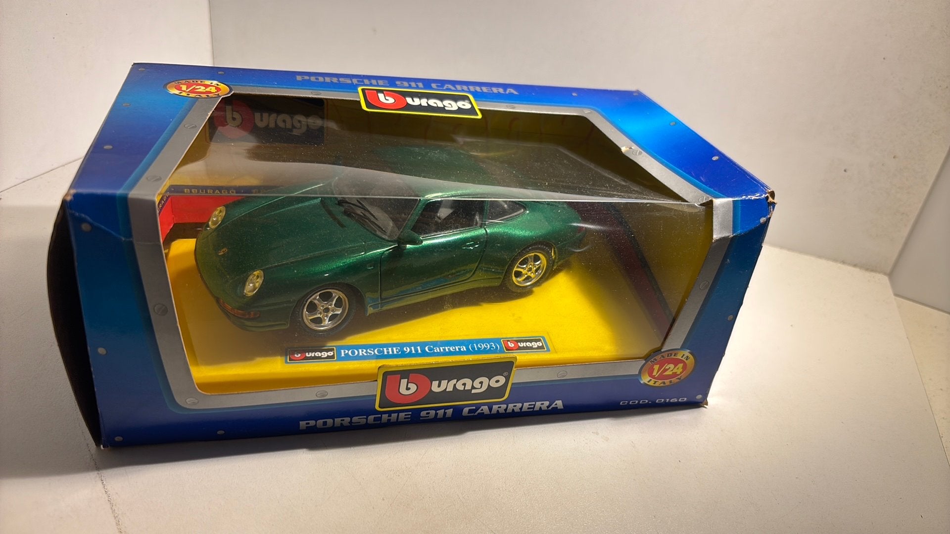 Porsche 911 carrera groen 1993 Bburago 1.24, Hobby en Vrije tijd, Ophalen of Verzenden, Bburago, A, A