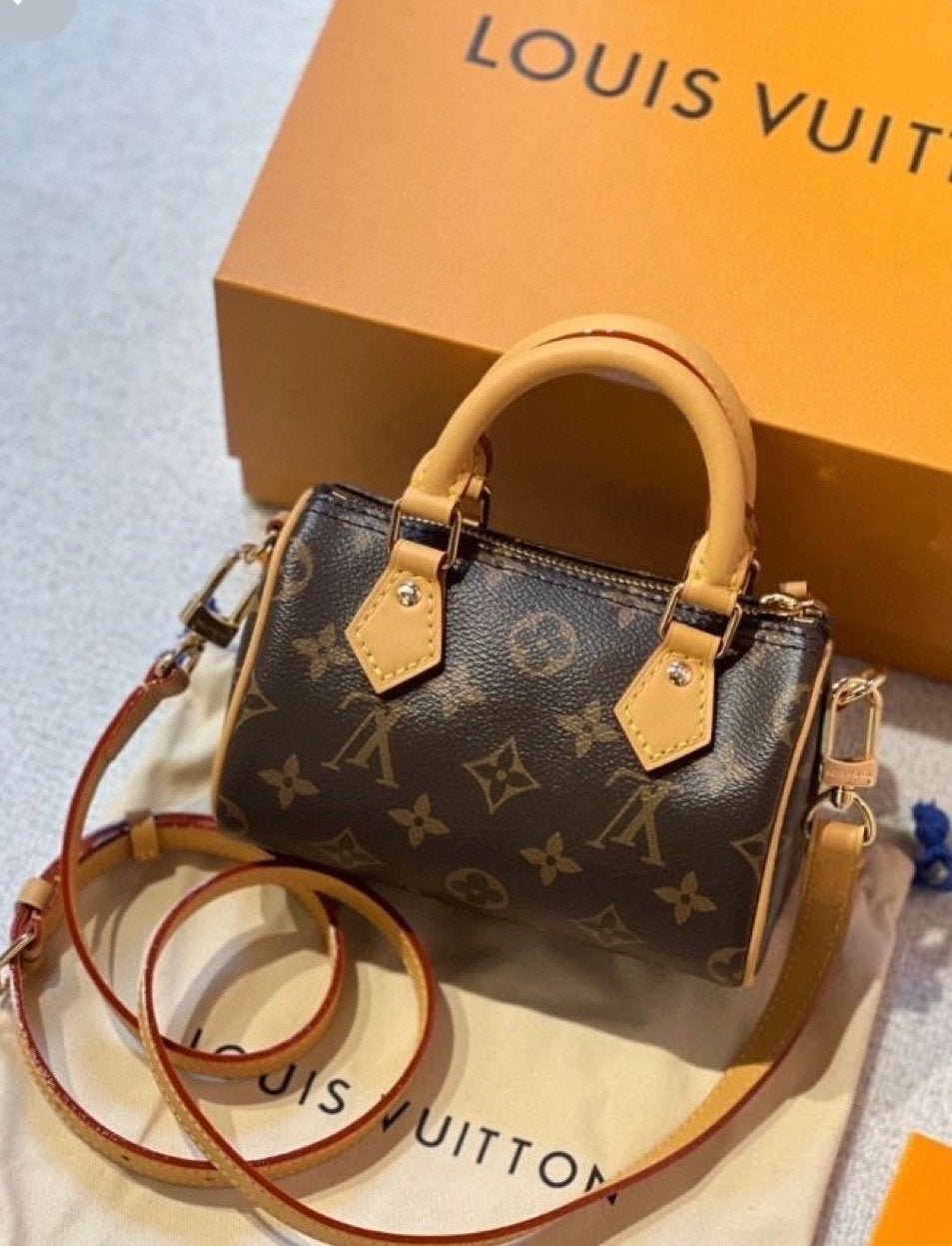 Louis Vuitton Speedy Nano Monogram Handtas, Ophalen of Verzenden, Zo goed als nieuw, Bruin, Handtas