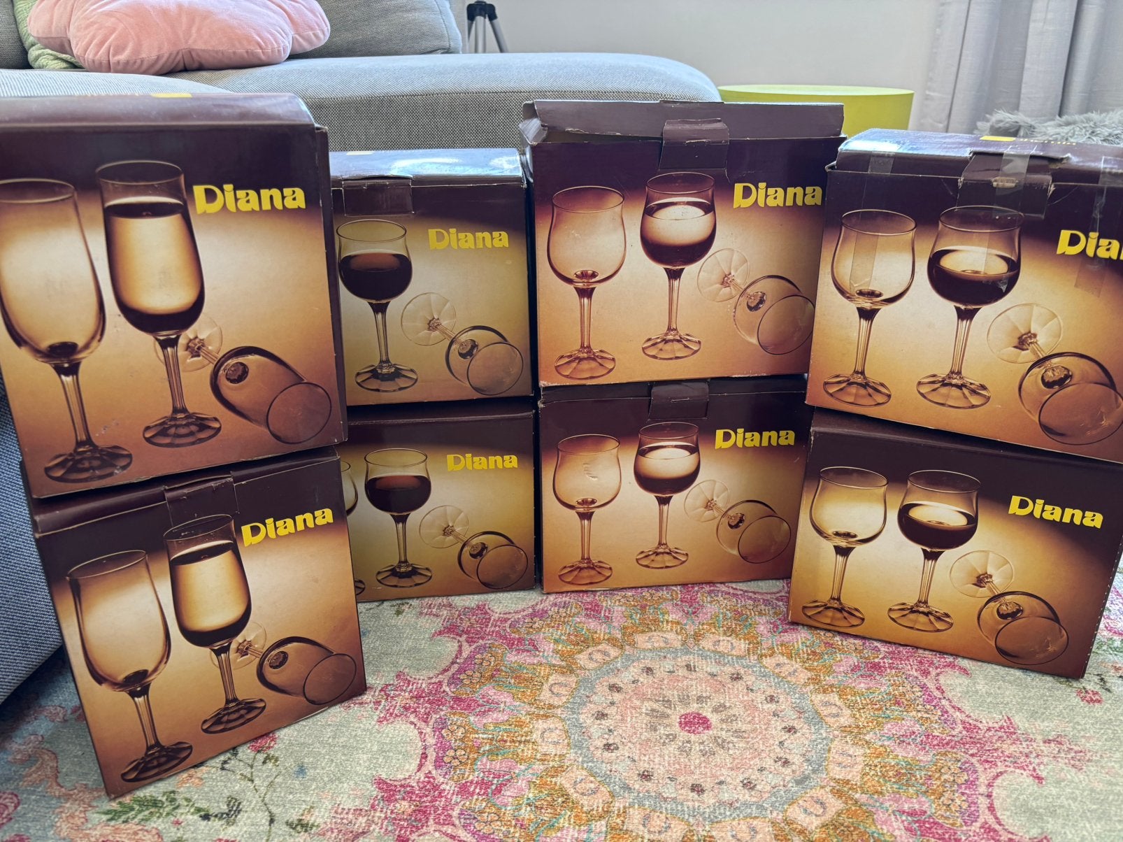 Bohemia Vintage glazen 48x Diana wijn champagne kristal, Ophalen of Verzenden