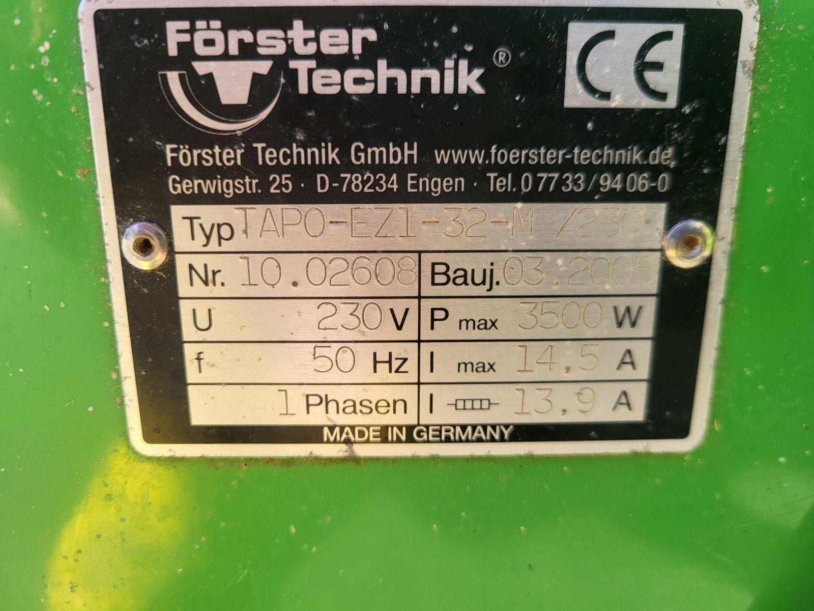 Förster Technik TAPO-EZ1-32-M 7230 Melkautomaat, Ophalen