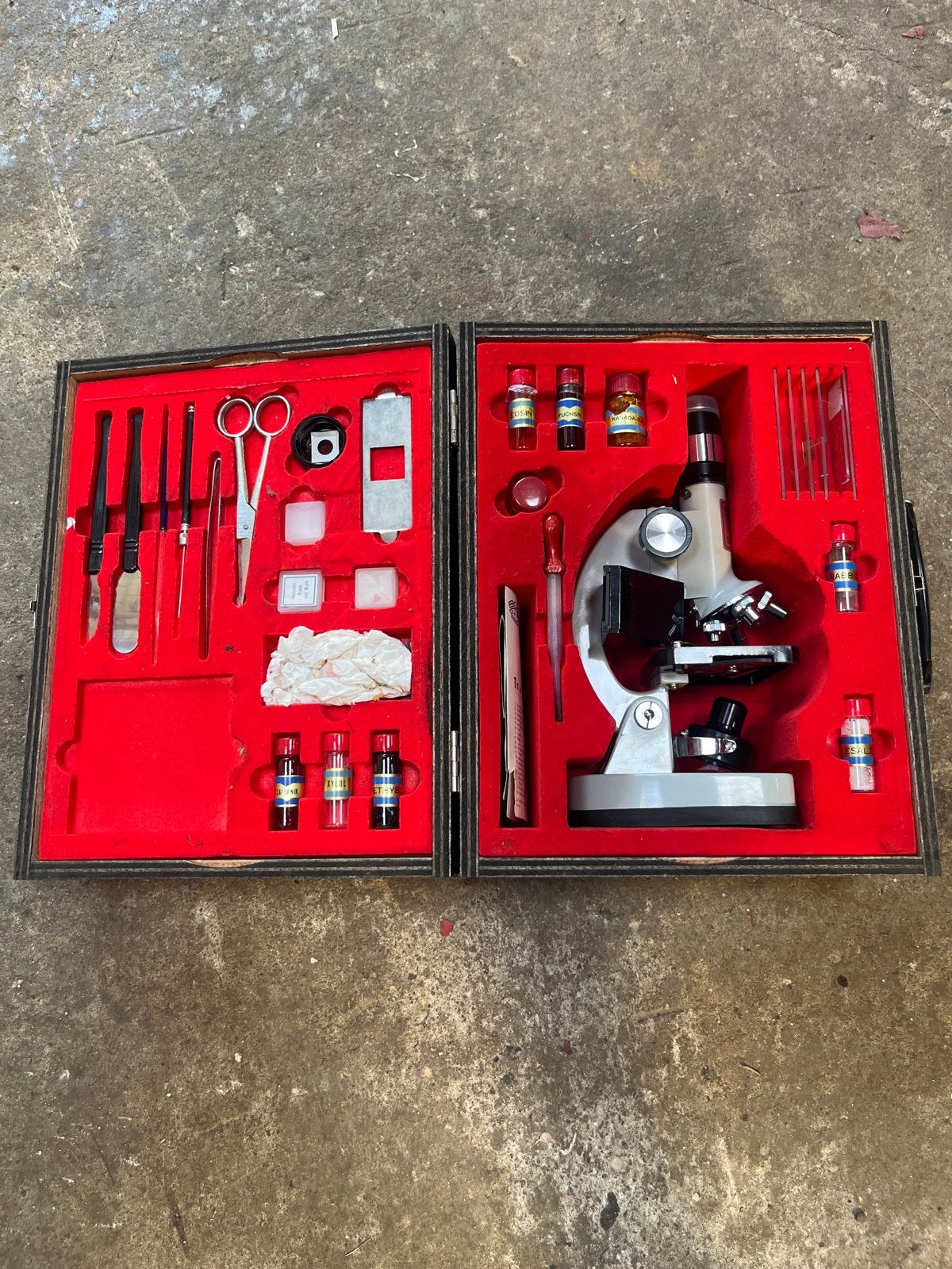 Vintage Bresser Microscoop Set in Houten Koffer, Ophalen, Gebruikt, 400x tot 1000x, Biologische microscoop