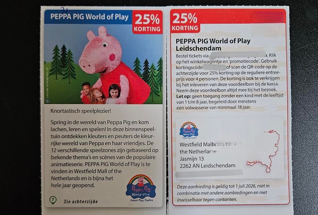 PEPPA PIG World of Play Leidschendam 25% korting