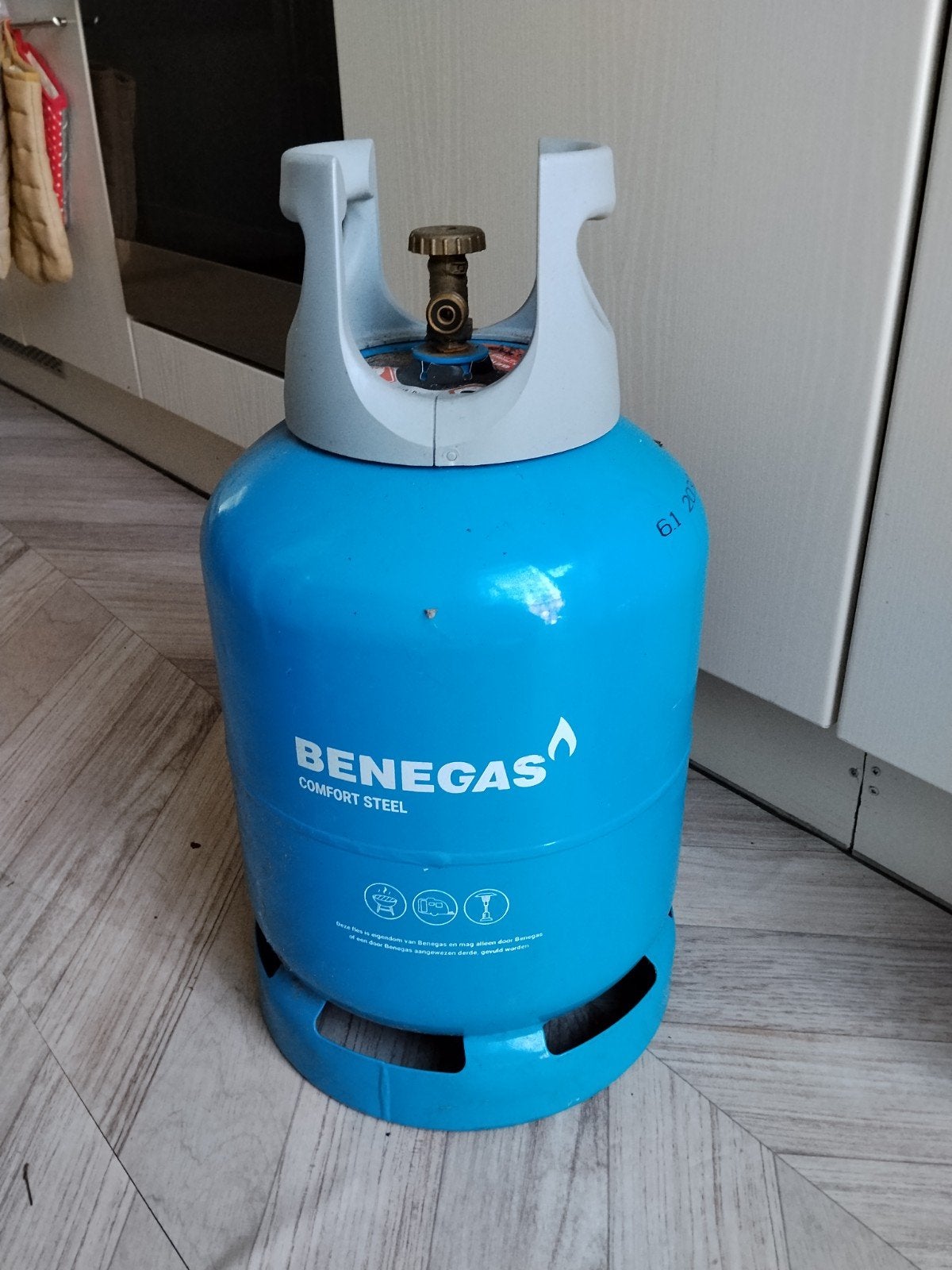 Benegas Comfort Steel gasfles 9,5 kg, Ophalen of Verzenden, Gebruikt, Blauw, Metaal