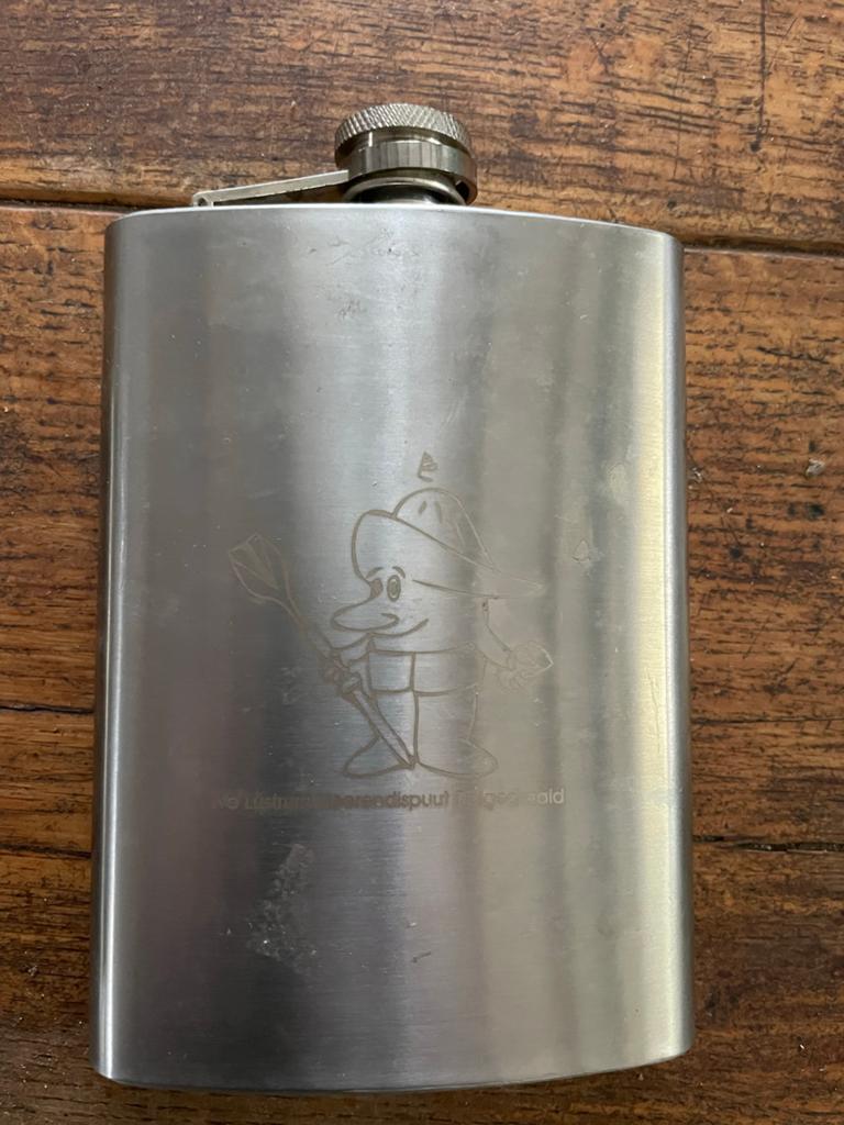 Roestvrijstalen heupfles met brandweerlogo, Ophalen of Verzenden, Gebruikt