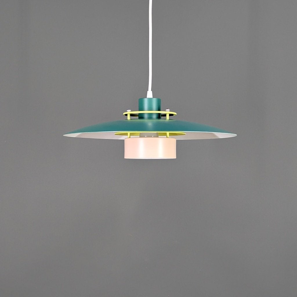 Deense vintage Scandinavische hanglamp – groen – Ø40 cm, Mid century modern, Zo goed als nieuw, Metaal, E27 (groot)