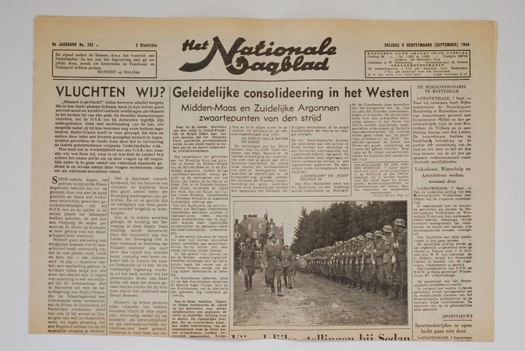 8 september 1944 - Het Nationale Dagblad | Heruitgave 1994, Verzamelen, Zo goed als nieuw, Verzenden, Amsterdam, Florence Uitgeverij