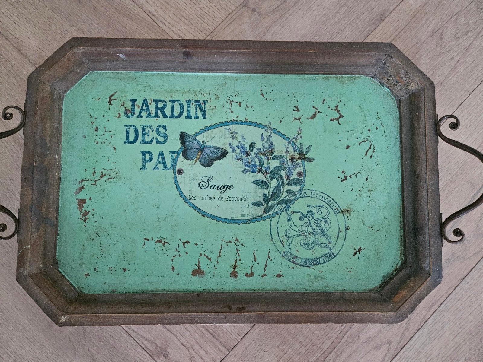 Decoratief dienblad met vintage look en Franse opdruk, Ophalen of Verzenden
