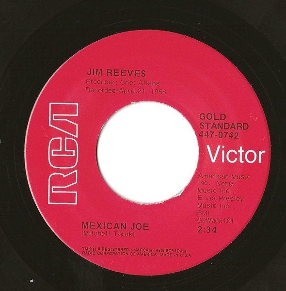 Jim Reeves - Mexican Joe 7", Ophalen of Verzenden, Zo goed als nieuw, 7 inch, Country en Western
