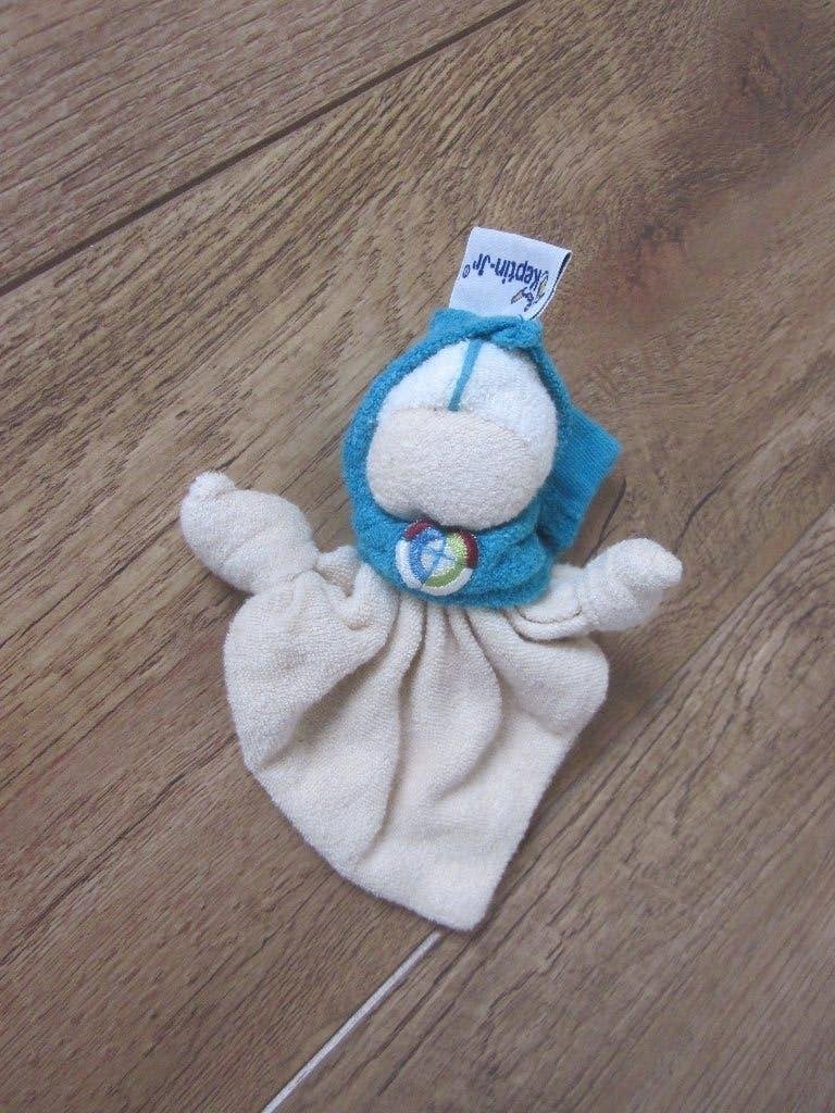 Keptin-Jr. lichtbruin - turquoise - wit zacht badstof popje, Kinderen en Baby's, Speelgoed | Knuffels en Pluche, Overige merken