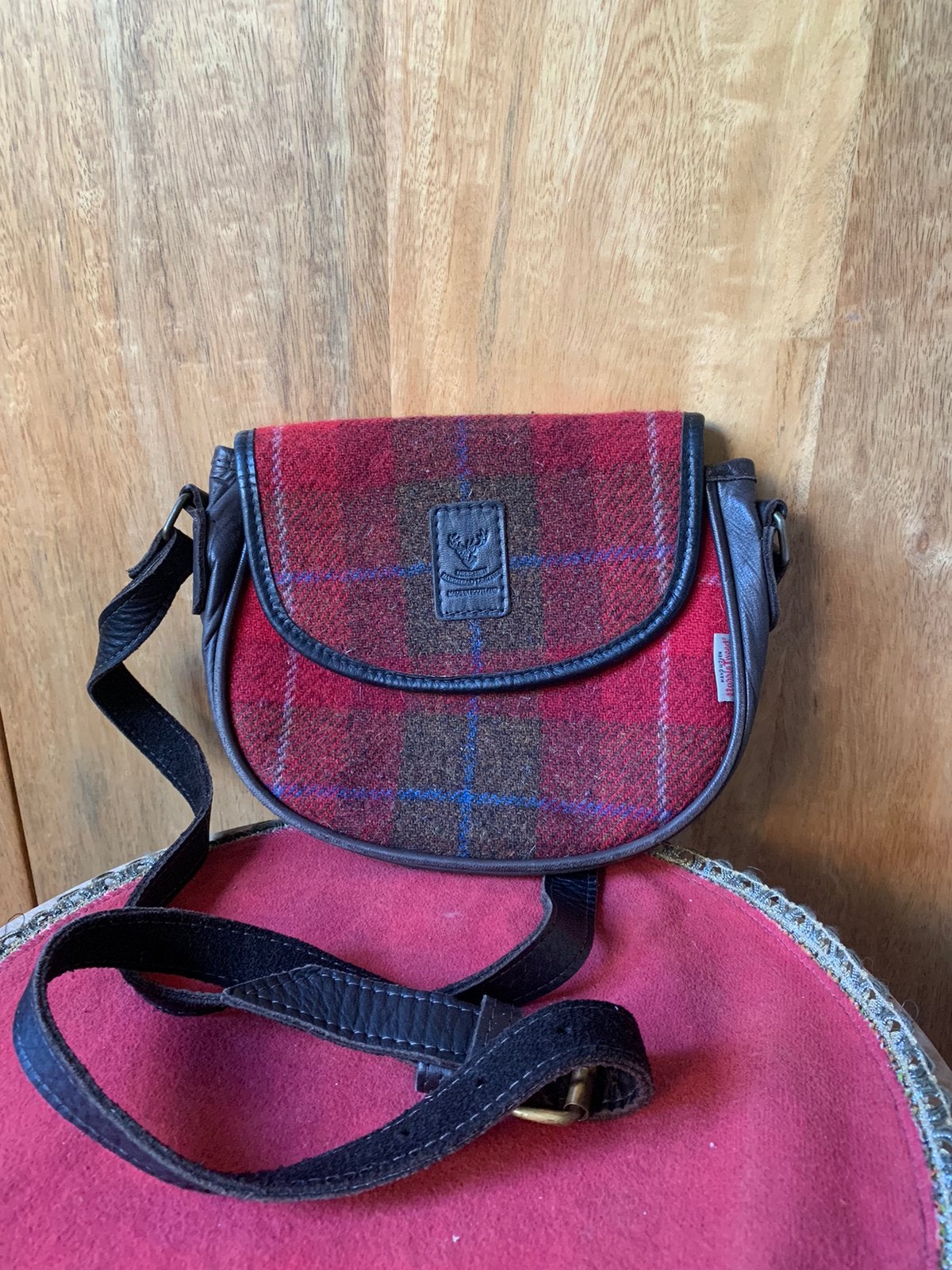 Harris Tweed tas, Verzenden, Gebruikt, Overige merken, Leer