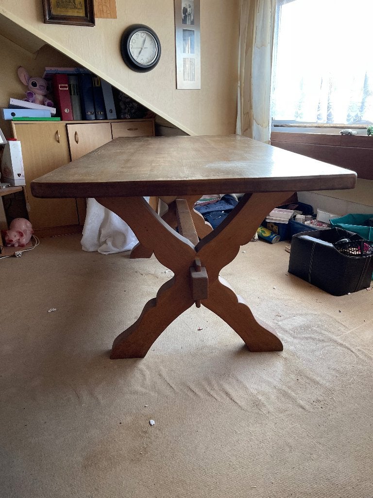 Massief eiken tafel., Huis en Inrichting, Tafels | Eettafels, Ophalen, Gebruikt, Eikenhout, 50 tot 100 cm