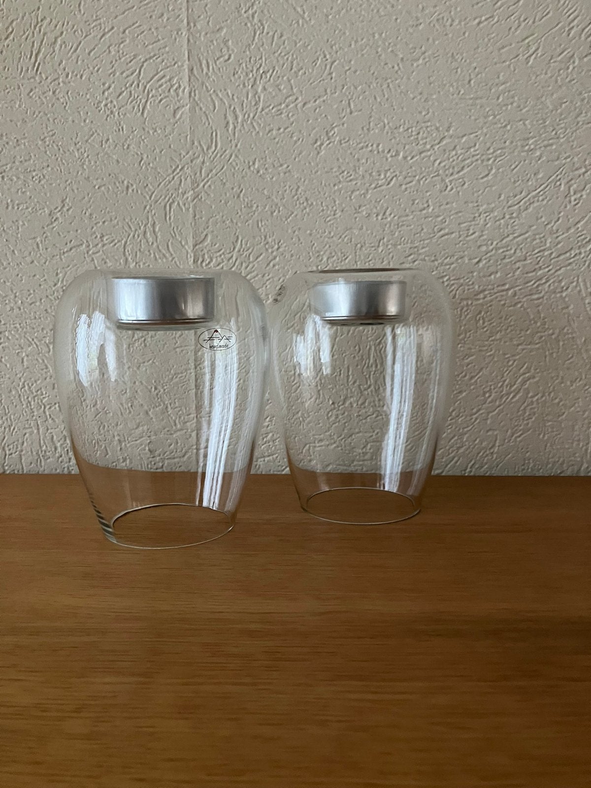 2 handmade waxinelicht houders 16cm, Ophalen of Verzenden, Zo goed als nieuw, 16 cm