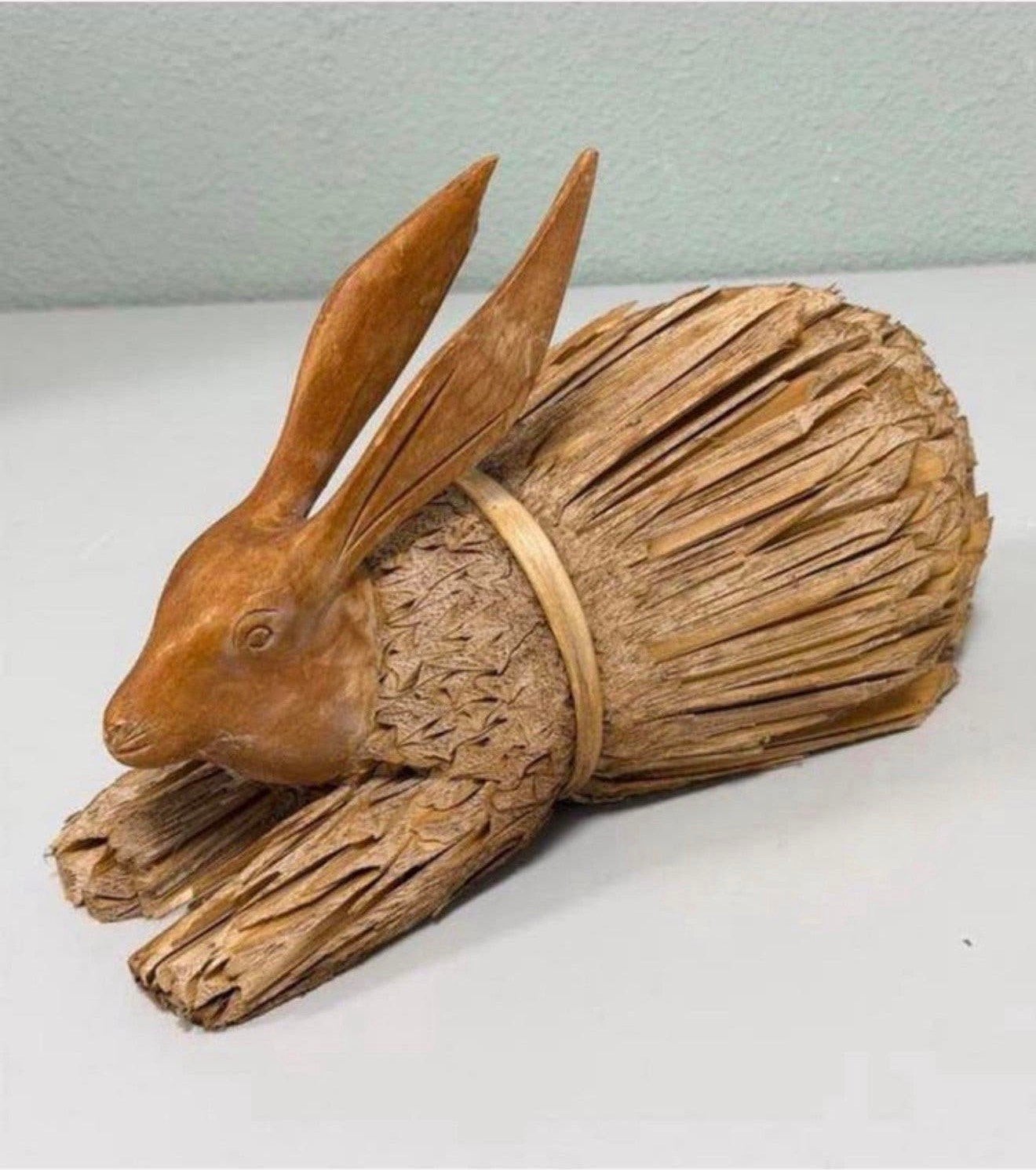 Vintage maïskolf konijn gesneden houten hoofd handgemaakt, Ophalen of Verzenden