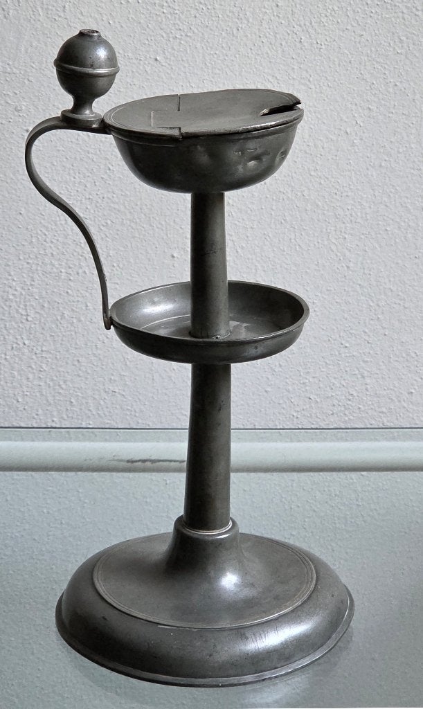 19e eeuwse Nederlandse tinnen snotneus / olielamp (nr. 785), Antiek en Kunst, Verzenden