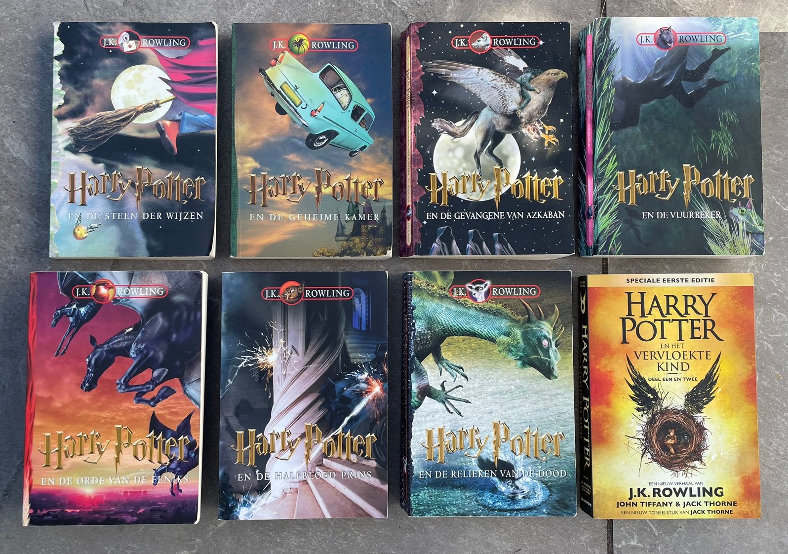Harry Potter, de complete serie boeken van 8 delen, Ophalen of Verzenden, Gebruikt, Boek of Poster