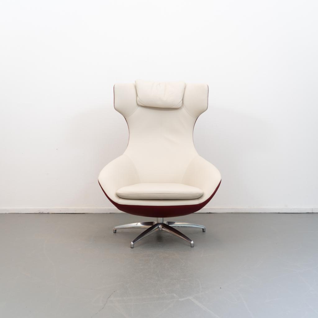 1x Leolux Caruzzo PLUS Fauteuil Donkerrood/Wit - Leer, Niet ingevuld, Niet ingevuld, 75 tot 100 cm, Ophalen of Verzenden