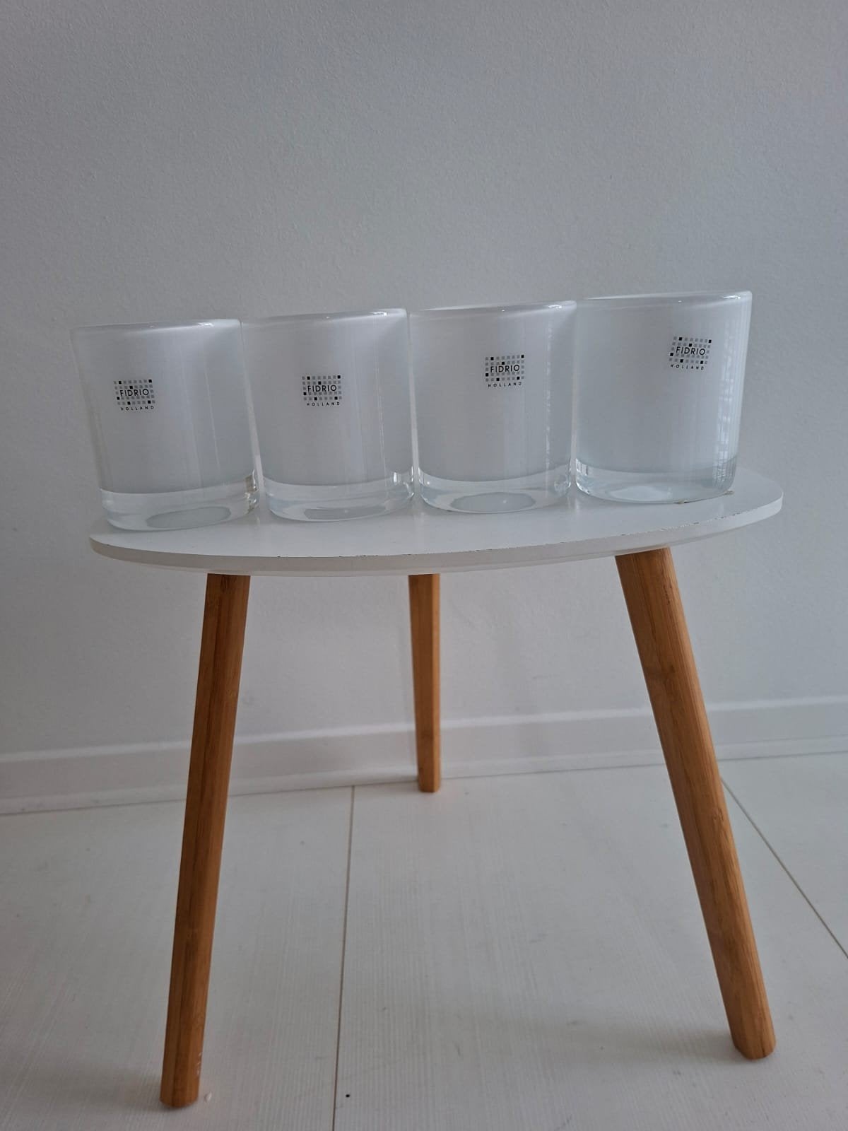 Nieuw 4x Fidrio Glass Cilinder Opal small vaas, Ophalen of Verzenden, Nieuw, Wit, Glas
