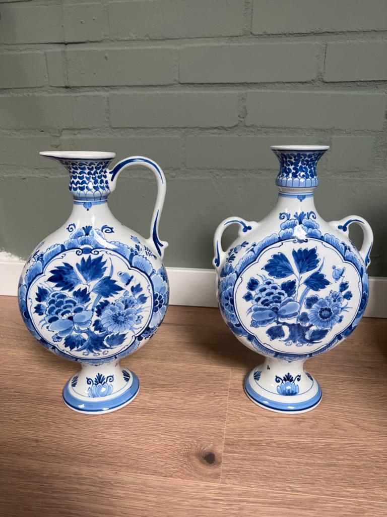 Prachtig Delfts Blauw Vazen Set - Handgeschilderd, Antiek en Kunst, Antiek | Vazen, Ophalen
