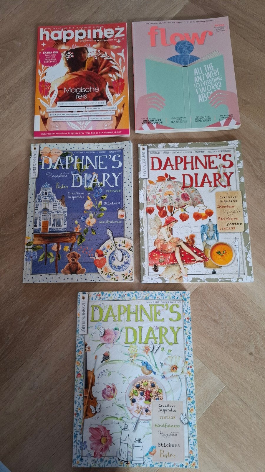 Diverse tijdschriften: Happinez, Flow, Daphne's Diary, Boeken, Ophalen of Verzenden, Gelezen, Damesbladen