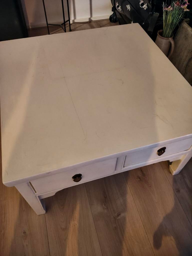 Salontafel wit met 4 laatjes. 100x100 cm, Huis en Inrichting, Tafels | Salontafels, Ophalen, 100 tot 150 cm, 50 tot 100 cm, Minder dan 50 cm