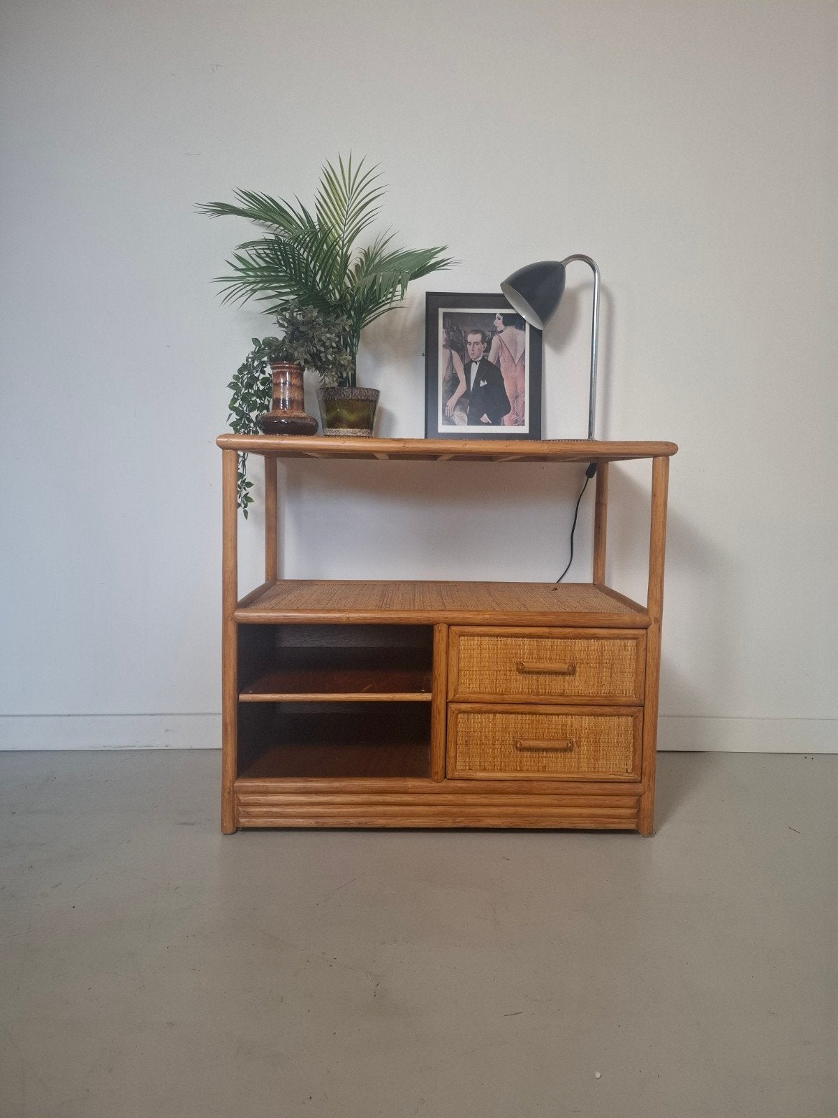 Vintage kast Rotan & Wicker Kast Dressoir ladekast, Huis en Inrichting, Gebruikt, Ophalen of Verzenden, Minder dan 150 cm, Minder dan 100 cm