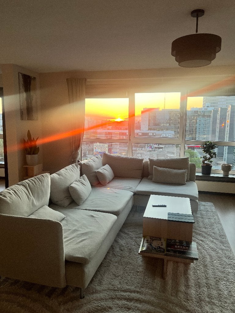IKEA SÖDERHAMN hoekbank, 4-zits met open eind/Gunnared beige, Ophalen, Modern, Scandinavisch, 100 tot 125 cm, Hoekbank