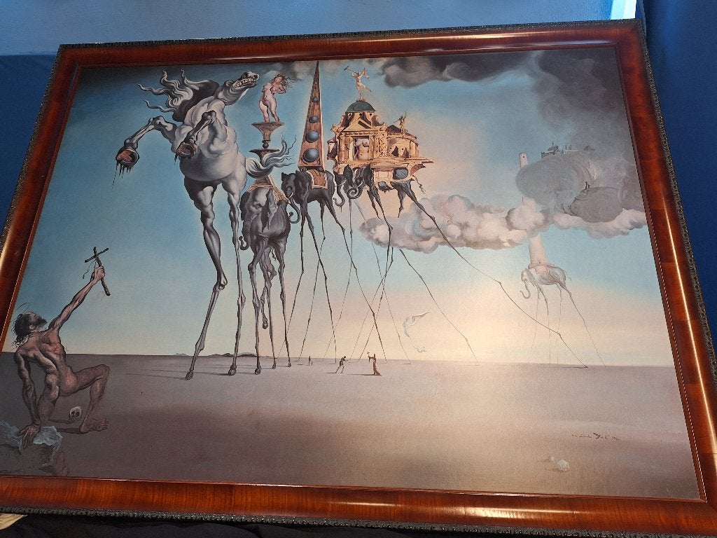 Schilderij (druk) Salvador Dali, Antiek en Kunst, Kunst | Schilderijen | Klassiek, Ophalen, Paneel, Bijzondere lijst, Surrealisme
