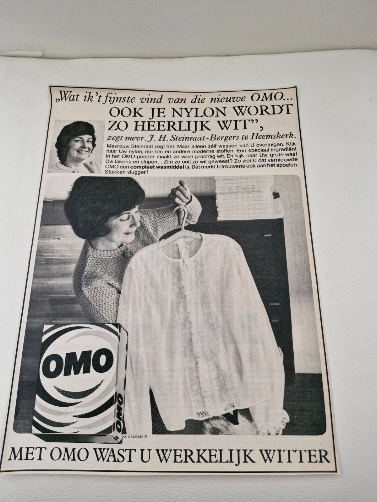Vintage OMO Wasmiddel Advertentie (32x24 cm), Ophalen of Verzenden, Gebruikt, Overige typen