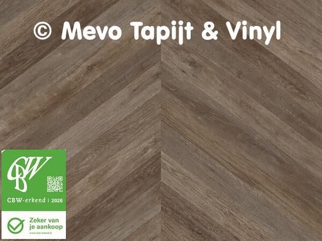 Coupon Novilon Viva, Visgraat, lengte 0.75 x 2 mtr breed, Bruin, MeVo tapijt en vinyl, Nieuw, Ophalen of Verzenden