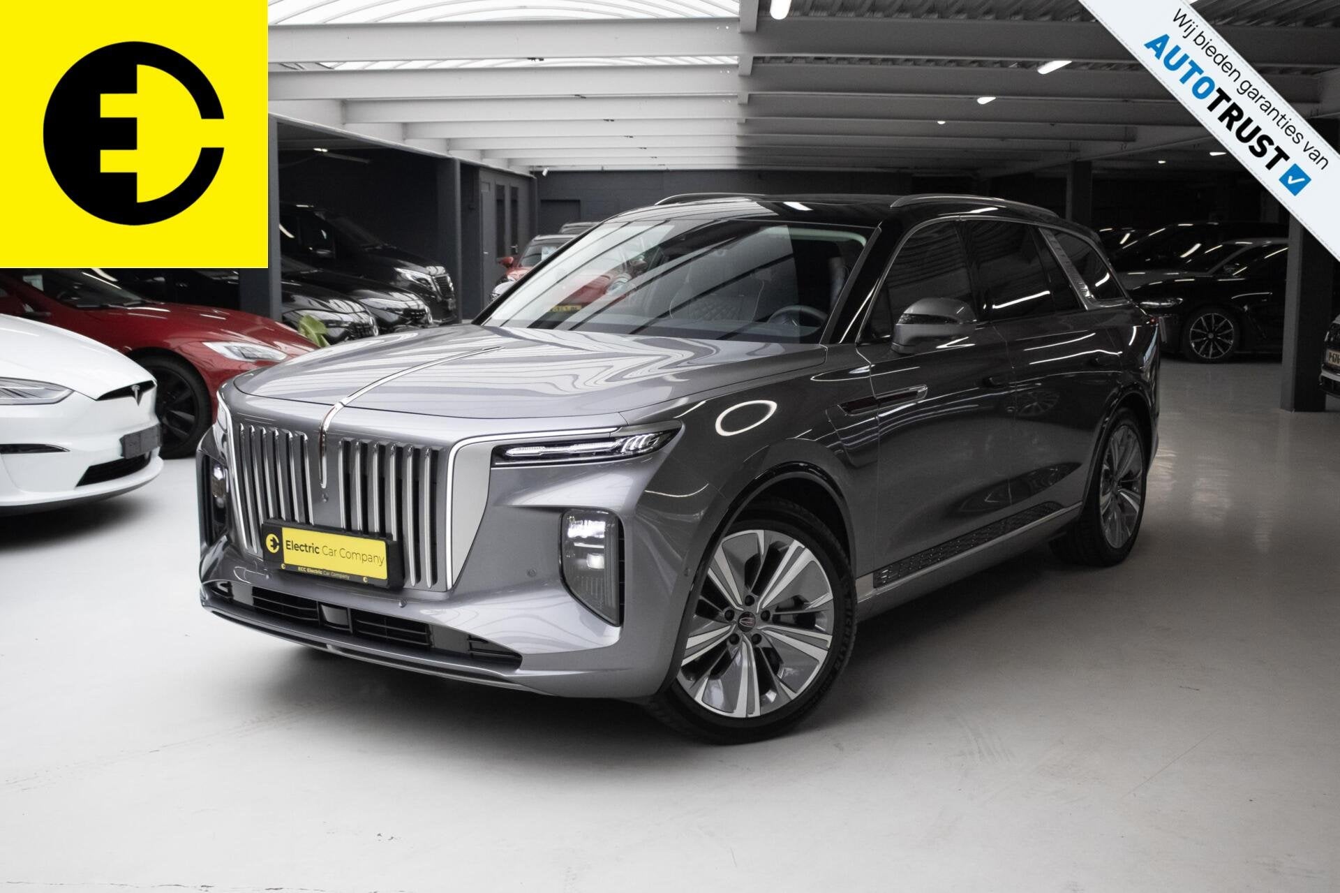 Hongqi E-hs9 99 KWH EXCLUSIVE | SOH 99,4% | Stoelverkoeling, Auto's, Automaat, Zwart, 2605 kg, Leder