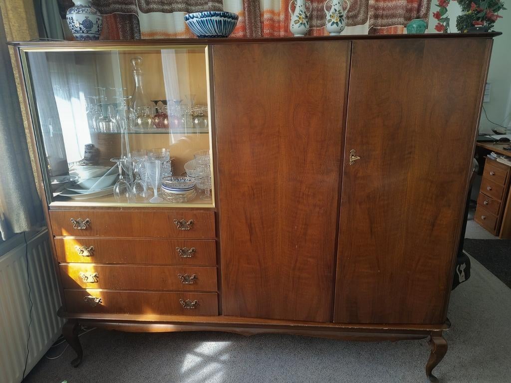 Antieke servies kast, Huis en Inrichting, Kasten | Buffetkasten, Ophalen, Gebruikt, 25 tot 50 cm