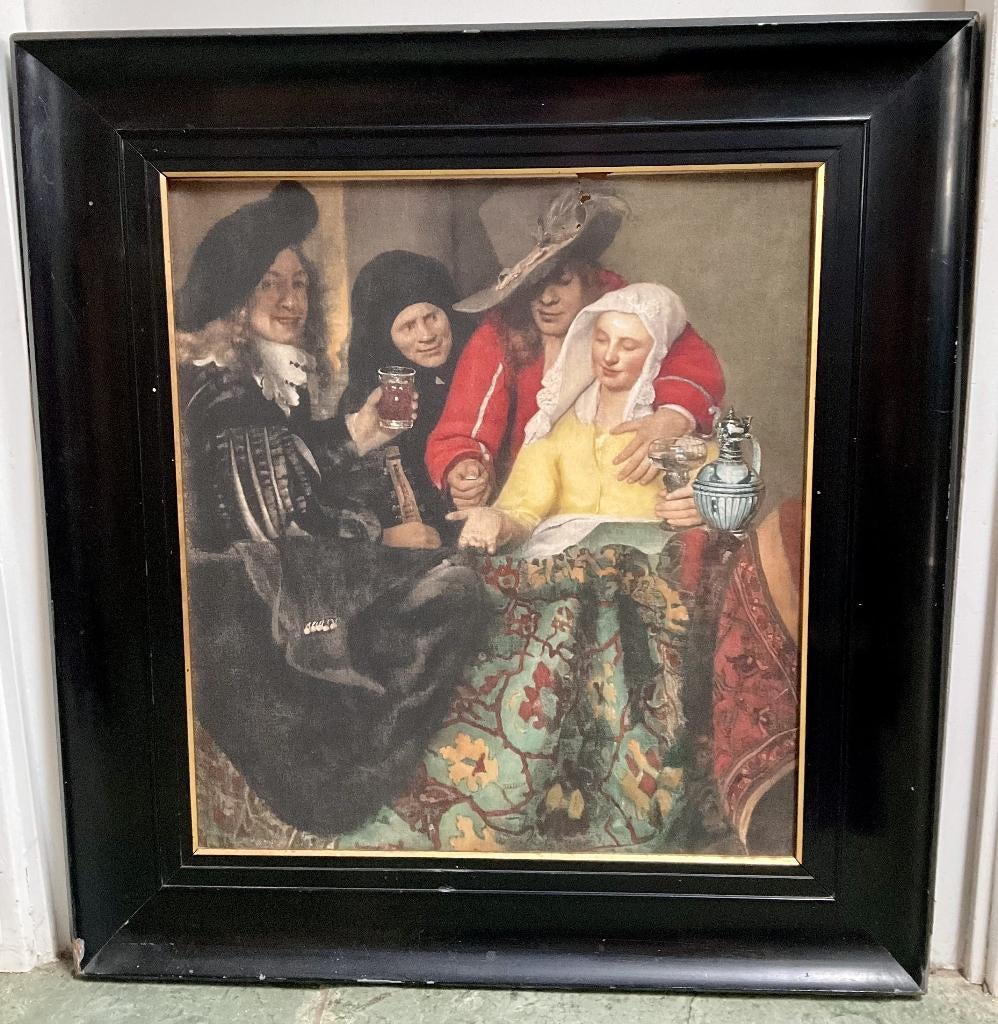 Antieke Schilderijlijst met Vermeer prent, Ophalen