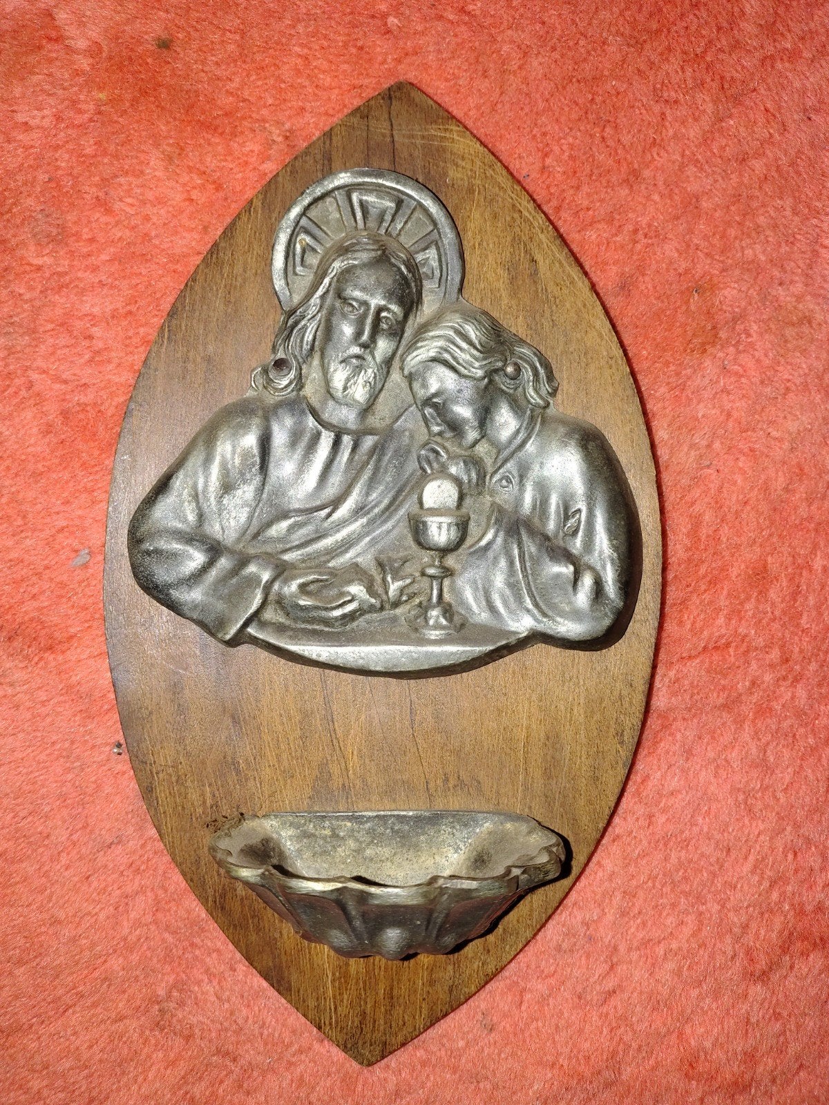 Antiek Art Deco Wijwatervat - Laatste Avondmaal - 26 cm, Antiek en Kunst, Ophalen of Verzenden
