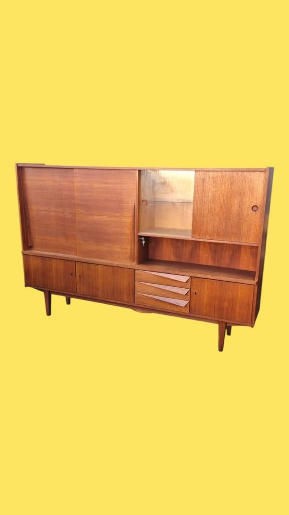 Vintage wandkast highboard XL mid century teak, ,, Ophalen of Verzenden, ,, ,
