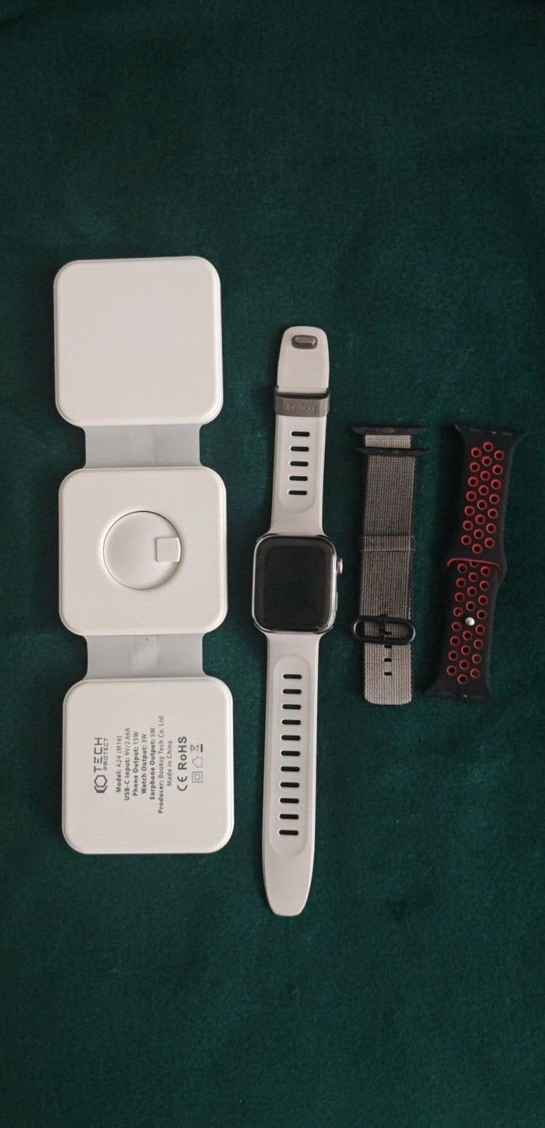 KOOPJE! Apple Watch Series 7 45mm RVS complete set + 2 band, Apple Watch ⌚️, Zwart, IOS, Ophalen of Verzenden