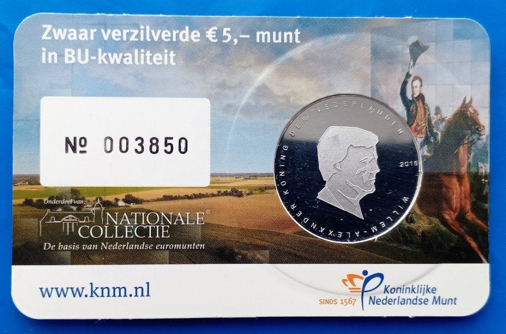 Het Waterloo Vijfje 2015 BU Kwaliteit in Coincard, Verzenden, Koningin Beatrix, Euro's, Setje