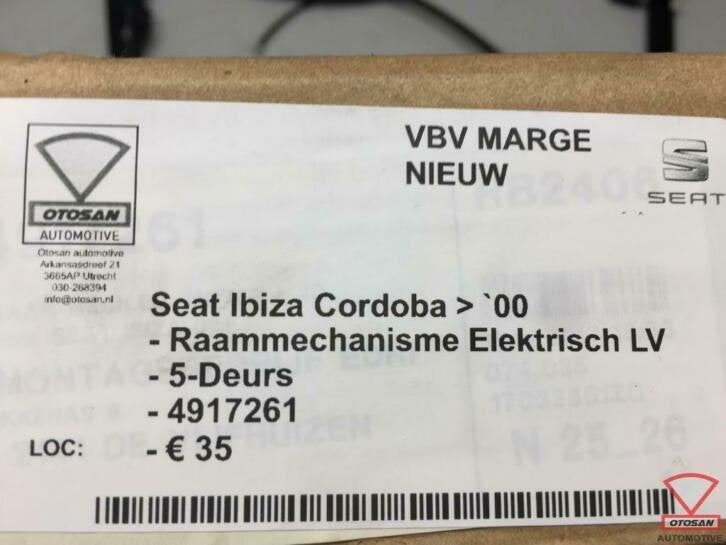 seat ibiza cordoba 6l raammechanisme elekt. links voor nieuw, Gebruikt, Autovia A-2, Km 585 585
08760  Martorell, ES, Ophalen of Verzenden
