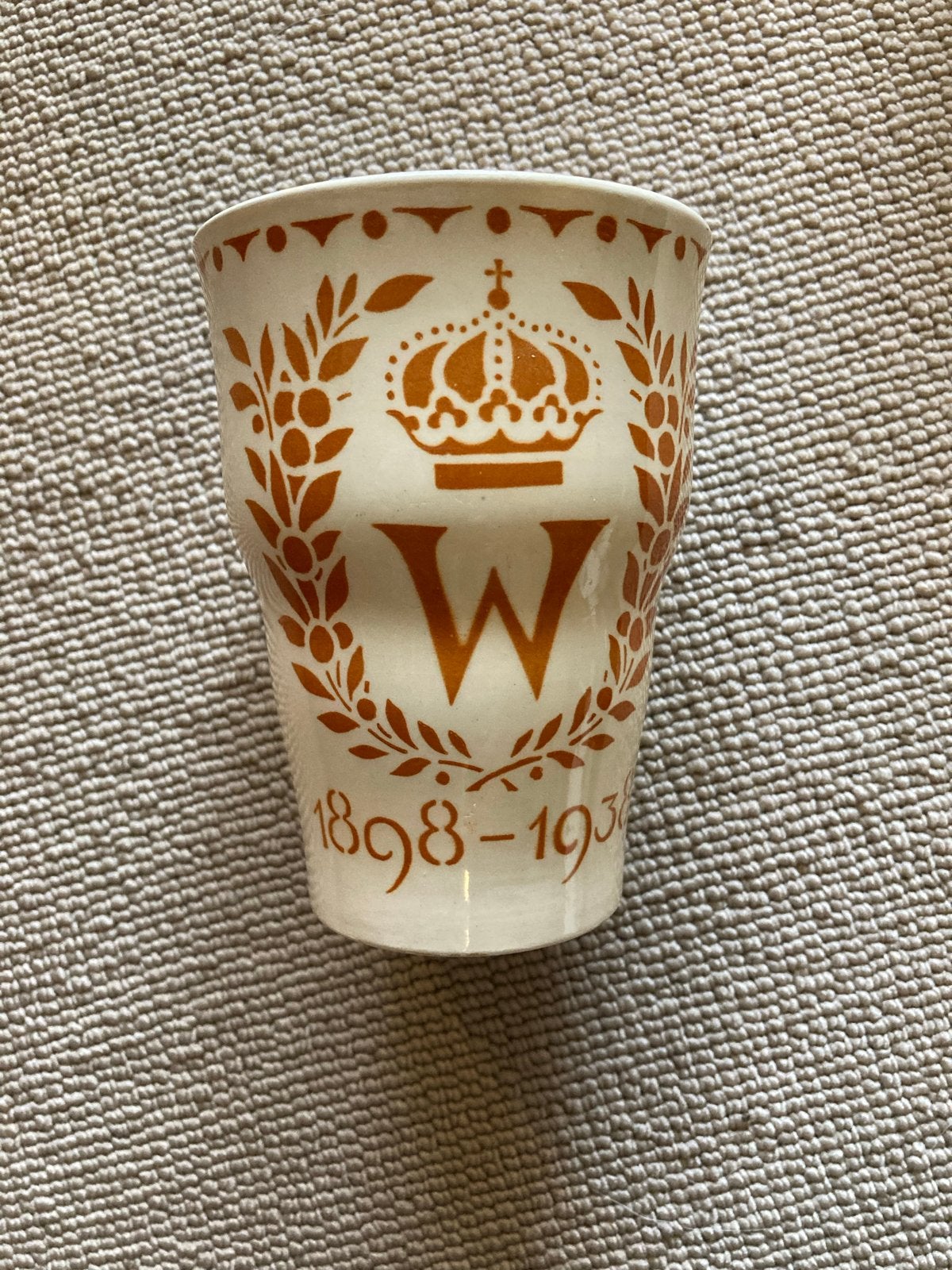 Vintage Wilhelmina Beker 1898-1938 Société Céramique, Antiek en Kunst, Ophalen of Verzenden