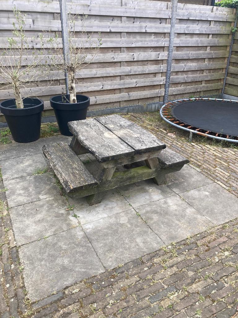 Picknickbank, Tuin en Terras, Picknicktafels, Gebruikt, Rechthoekig, Hout, Ophalen