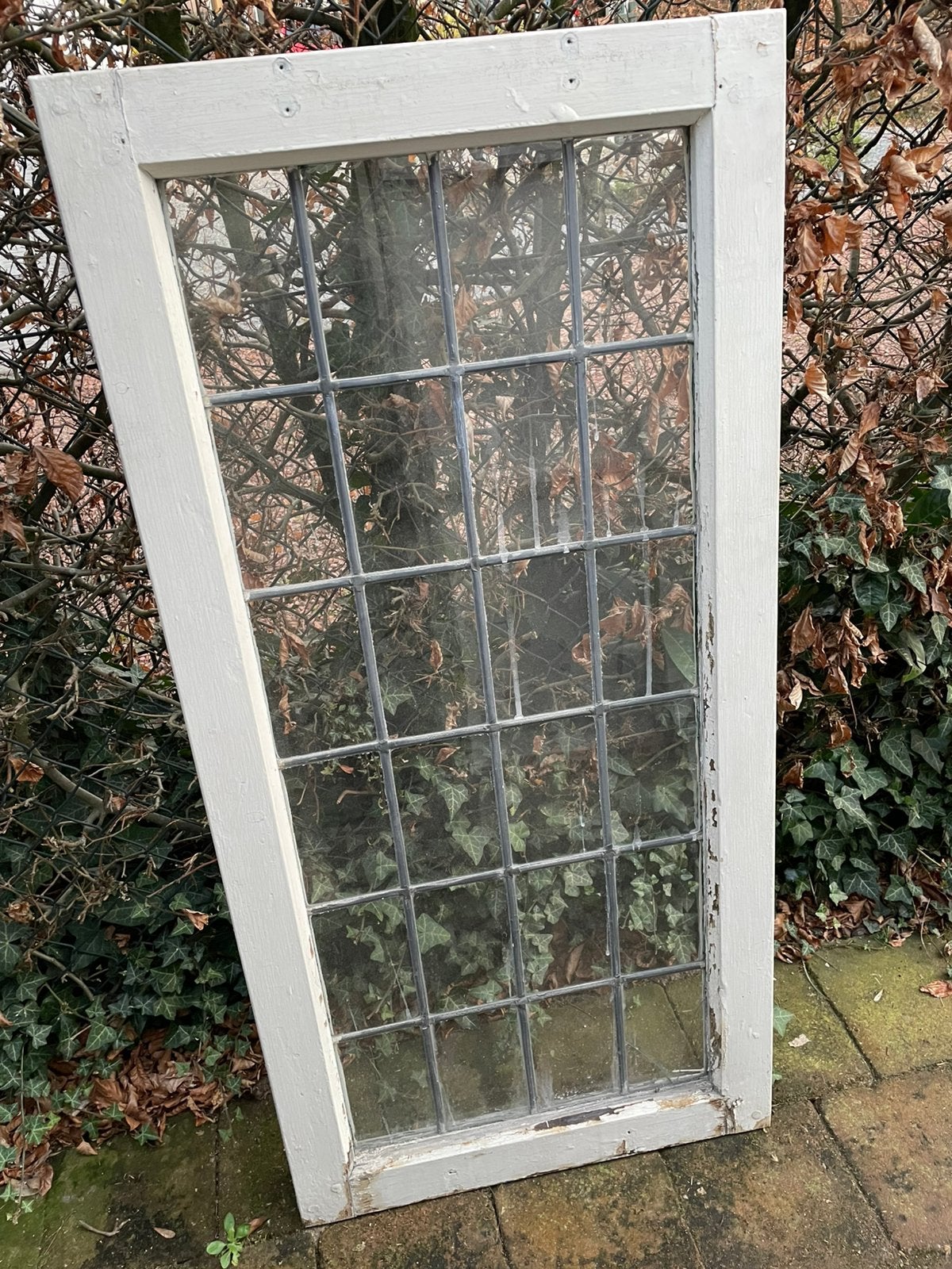 Vintage glas in lood ramen, Doe-het-zelf en Verbouw, Ophalen, Gevelraam of Ruit, Gebruikt, Minder dan 80 cm