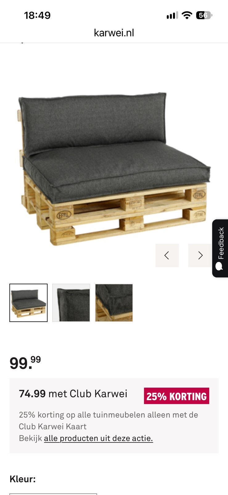 Palletkussenset Hidde antraciet Karwei, Ophalen