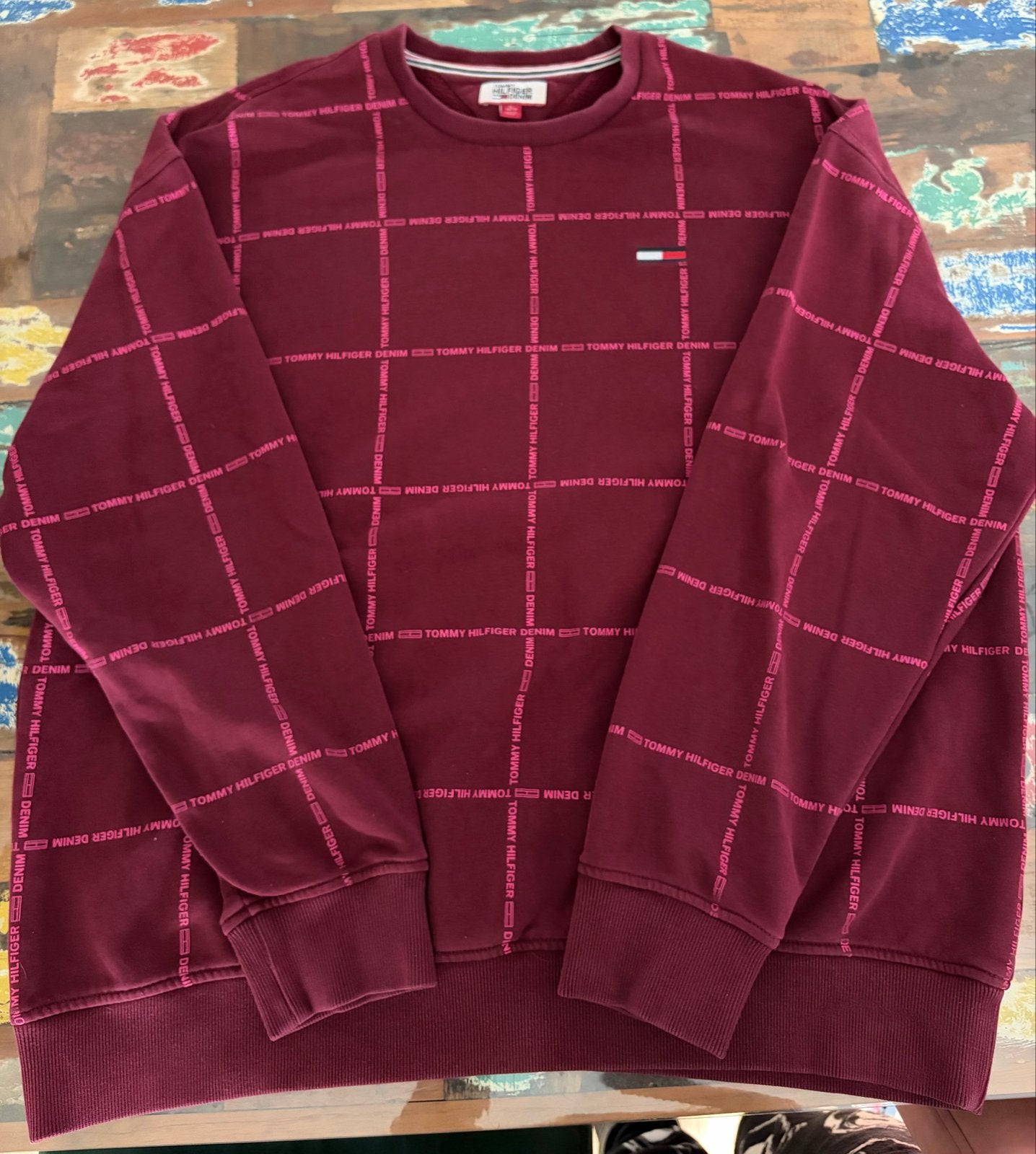 Tommy Hilfiger Denim sweater XL bordeauxrood, Kleding | Heren, Truien en Vesten, Ophalen of Verzenden, Zo goed als nieuw, Maat 56/58 (XL)