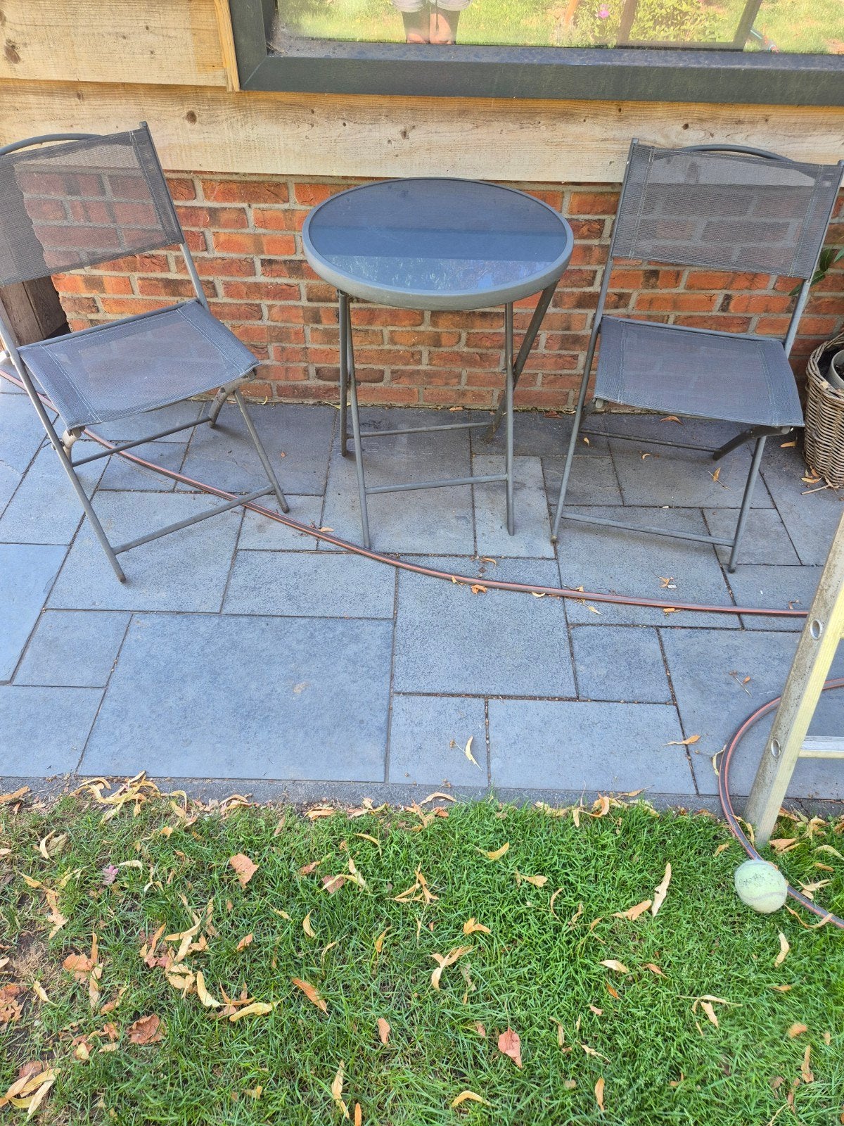 bistro setje inklapbaar, Tuin en Terras, Ophalen, Gebruikt, Aluminium, 2 zitplaatsen
